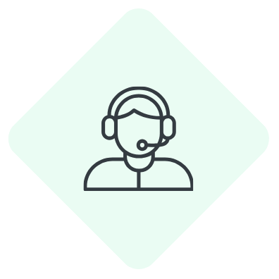 Home-ResponsiveSupport Icône représentant un agent de support avec casque – service à la clientèle réactif et disponible