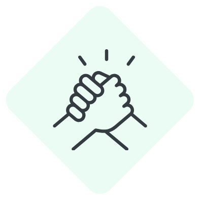home-DedicatedProfessionalSupport Icône de soutien professionnel dédié – deux mains entrelacées illustrant la collaboration et le partenariat